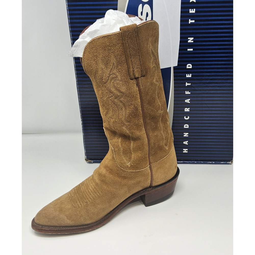 Lucchese Brown Suede Lace-Up Western Boots - Picture 4 of 14